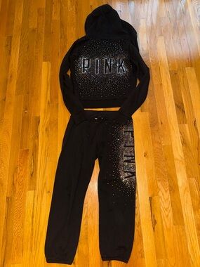 PINK Victoria's Secret Black Rhinestone set